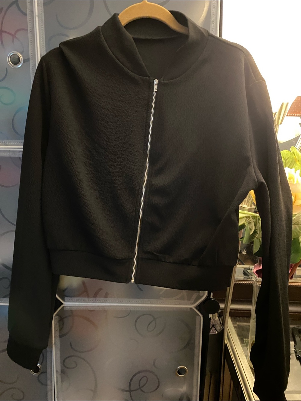 Lightweight Black Zip-Front Women's Bomber Jacket
